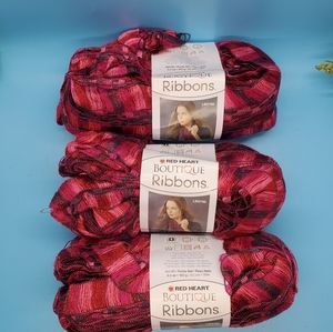 NEW 3 Pack Ribbon Yarn Rosebud Red Heart